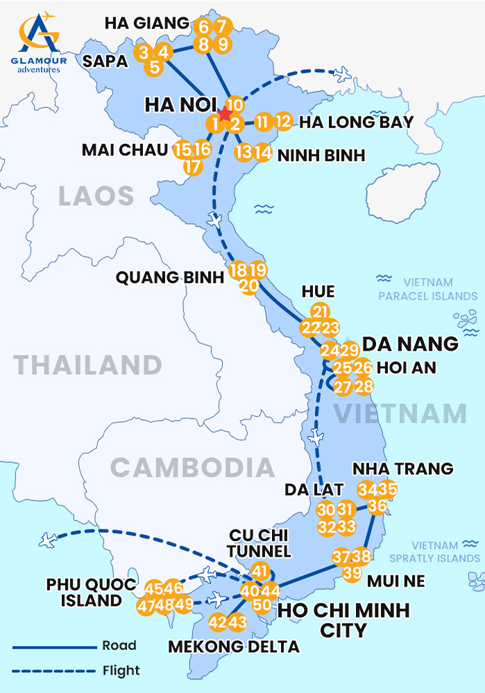 The map of Vietnam privado 50 días 49 noches - La experiencia completa de Vietnam