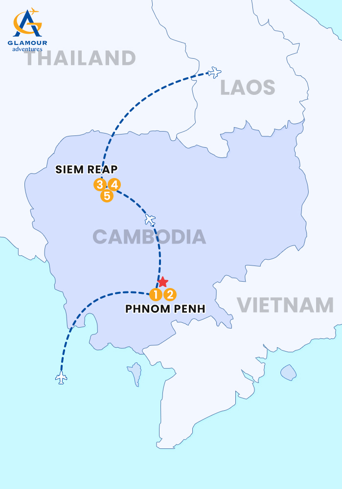 The map of TOUR DE 5 DÍAS POR PHNOM PENH Y SIEM REAP EN AVIÓN