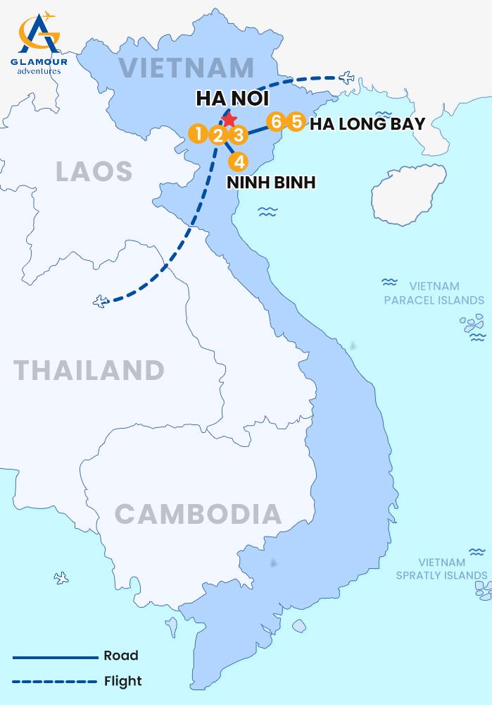 The map of Tour privado en Vietnam de 7 días y 6 noches_ Tour de negocios al norte de Vietnam