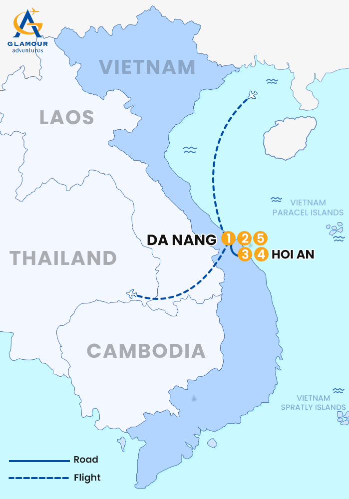 The map of VIETNAM CENTRAL PRIVADO 5 DÍAS – DA NANG & HOI AN