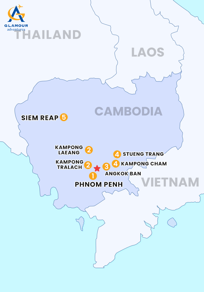 The map of Private Cambodia 5 Days 4 nights_ Cambodia Cruise