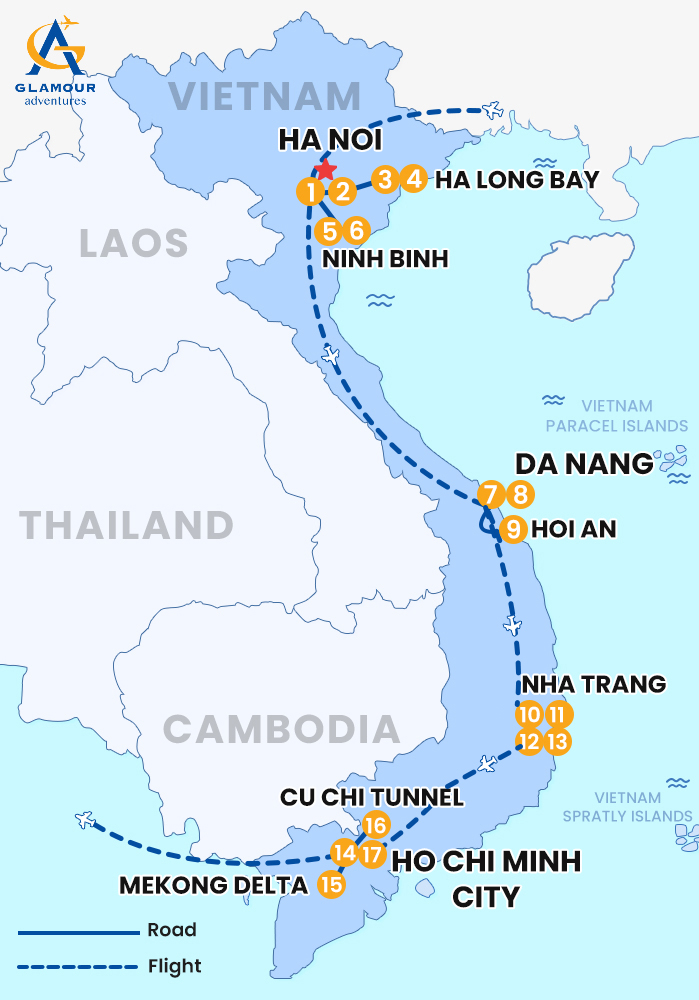 The map of Vietnam Privado 17 Días - El viaje mágico de una pequeña familia