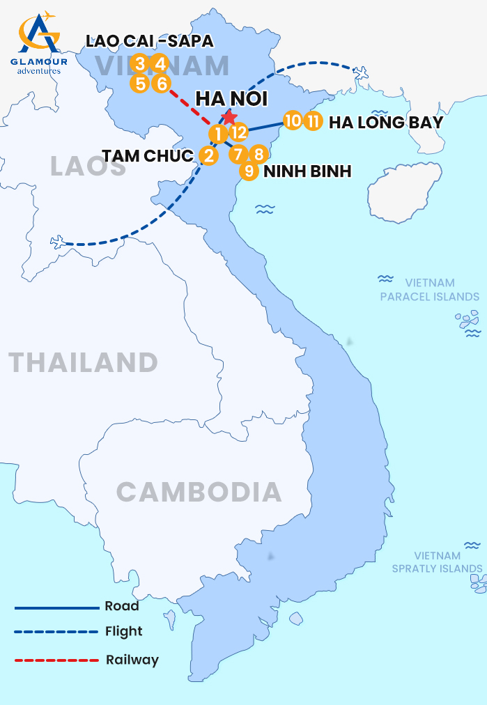 The map of Vietnam privado 12 días 11 noches – escapada al norte de vietnam
