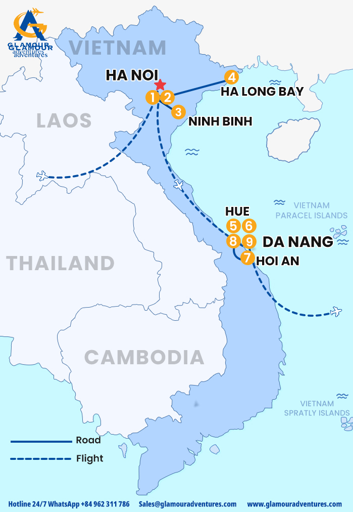 The map of VIETNAM DEL NORTE AL CENTRO PRIVADO 10 DÍAS / 9 NOCHES – MOSAICO CULTURAL