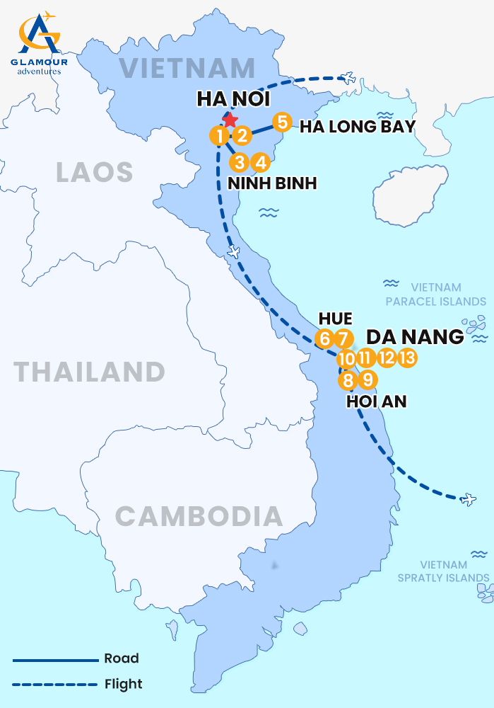 The map of Vietnam privado 13 días - Escape de lujo al norte y centro de Vietnam