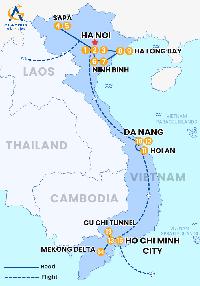 The map of Vietnam privado 15 días 14 noches: La saga de Vietnam