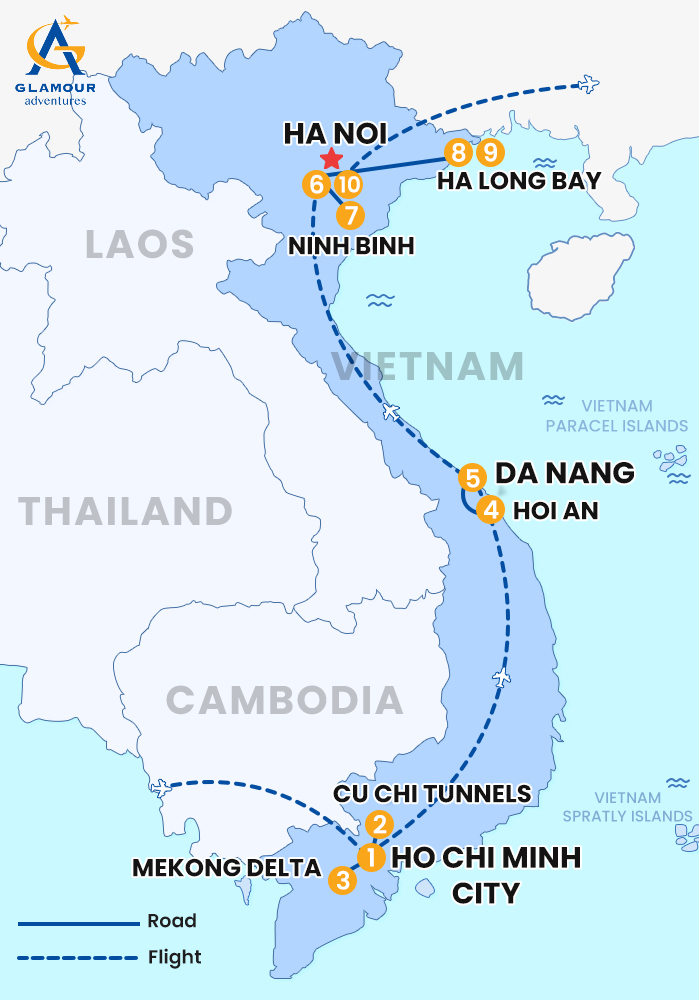 The map of Viaje privado a Vietnam 10 días 9 noches - Lo mejor de Vietnam
