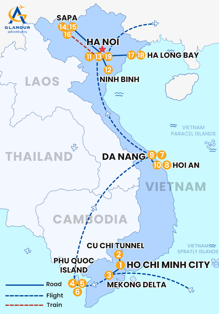 The map of Vietnam Privado: 19 Días y 18 Noches - Explorar Vietnam