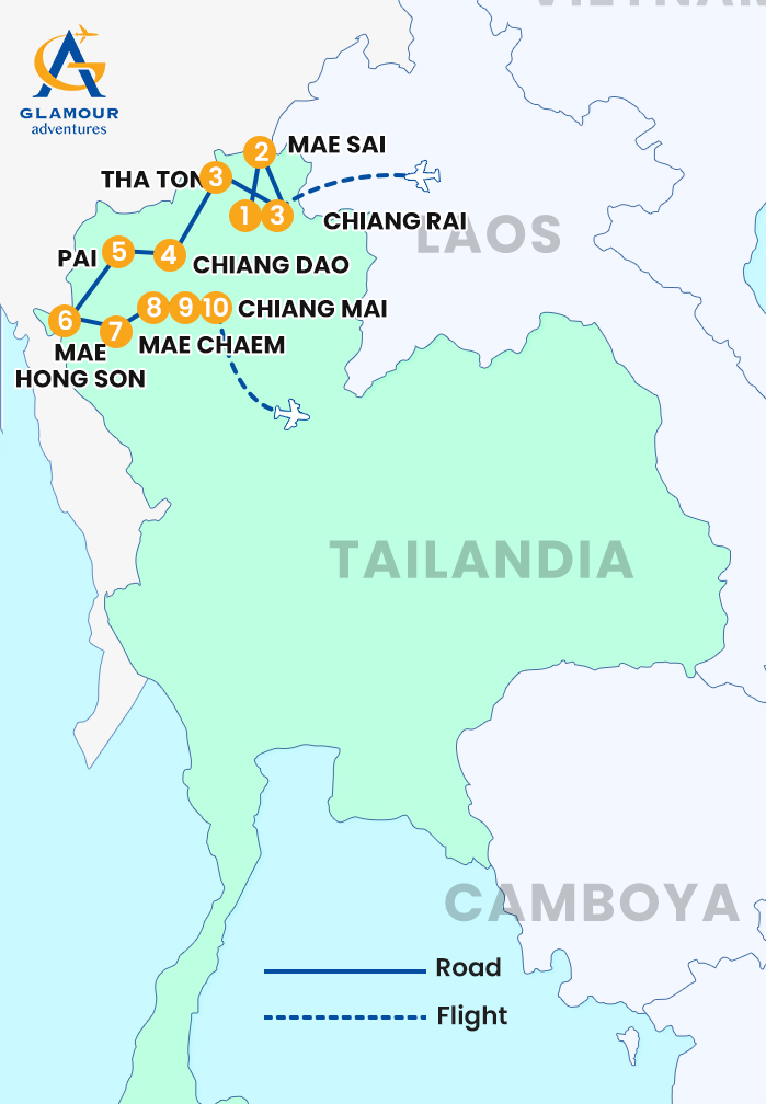 The map of Tailandia 10 días 9 noches